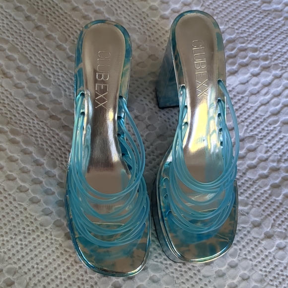 Dolls Kill Club EXX Wet Hot Summer Platform Heels Size 9 M Blue‎ Festival Party - Picture 2 of 10